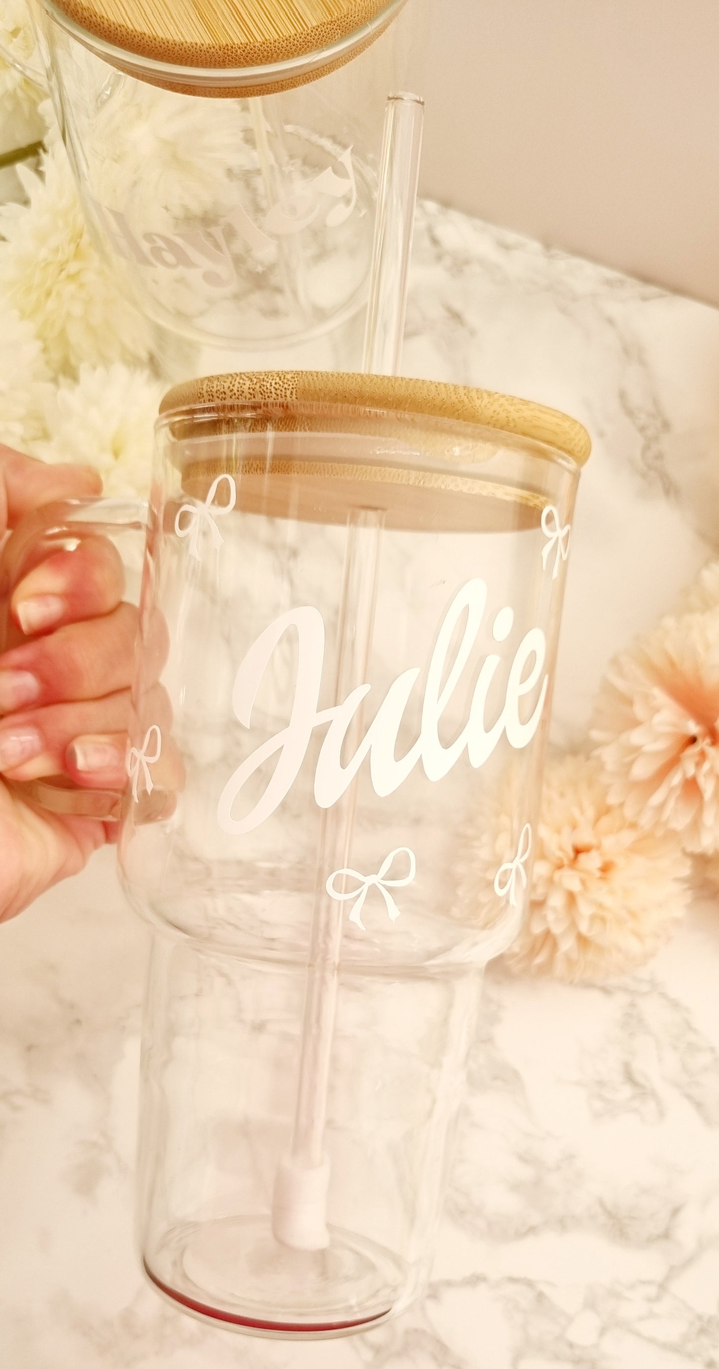 Glass Tumbler With Bamboo Lid